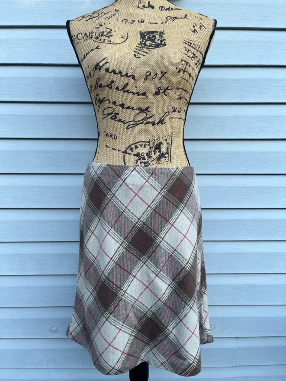 Vintage Y2K Plaid A-Line Lined Mid Length Skirt